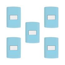 Conjunto de 5 Interruptores de 1 Tecla Simples, Modular, com Placa 4x2 e Suporte