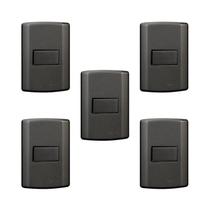 Conjunto de 5 Interruptores de 1 Tecla Simples, Modular, com Placa 4x2 e Suporte