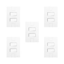 Conjunto de 5 Interruptores de 2 Teclas Simples com Placa 4x2