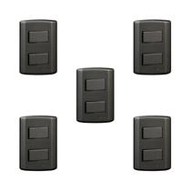 Conjunto de 5 Interruptores de 2 Teclas Simples, Modular, com Placa 4x2 e Suporte Cinza