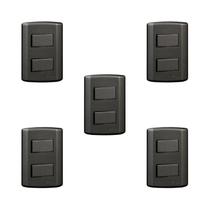 Conjunto de 5 Interruptores de 2 Teclas Simples, Modular, com Placa 4x2 e Suporte