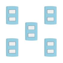 Conjunto de 5 Interruptores de 2 Teclas Simples, Modular, com Placa 4x2 e Suporte