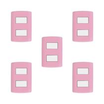 Conjunto de 5 Interruptores de 2 Teclas Simples, Modular, com Placa 4x2 e Suporte
