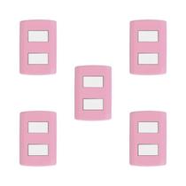 Conjunto de 5 Interruptores de 2 Teclas Simples, Modular, com Placa 4x2 e Suporte