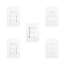 Conjunto de 5 Interruptores de 3 Teclas Simples com Placa 4x2 Branco Pluzie
