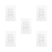 Conjunto de 5 Interruptores de 3 Teclas Simples com Placa 4x2