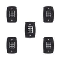 Conjunto de 5 Interruptores de 3 Teclas Simples com Placa 4x2