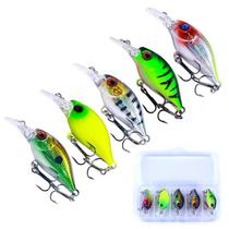 Conjunto De 5 Iscas Artificiais Crankbait De 4.4g E 5cm Para Pesca De Robalo E Lúcio