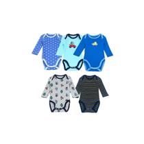 Conjunto de 5 macacões de manga comprida 100% algodão para meninos
