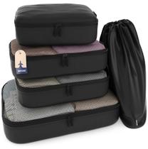 Conjunto de 5 Packing Cubes Shacke para Viagens - Leves e Pretos