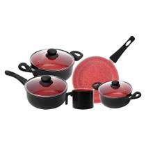 Conjunto de 5 Panelas de Indução Granito Chef Vermelho Lyor Conjunto de 5 Panelas de Indução Granito Chef Vermelho Lyor