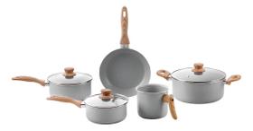 Conjunto De 5 Panelas Gris Brinox Ceramic Life Easy Cinza Antiaderente