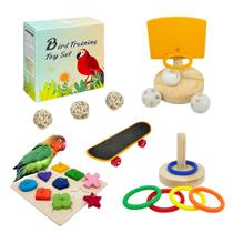 Conjunto de 5 peças Bird Toys HOORITO para periquitos com basquete e skate Conjunto de 5 peças Bird Toys HOORITO para periquitos com basquete e skate
