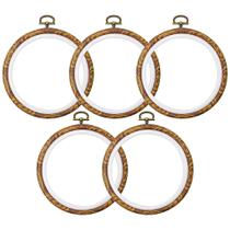 Conjunto de 5 peças com argolas de bordado, guofa, 12,7 cm, ponto cruz redondo