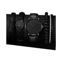 Conjunto De 5 Peças De Relógio De Pulso Masculino De Moda Esportiva De Luxo Com Pulseira De Couro