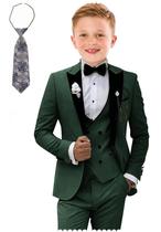 Conjunto de 5 peças Suit Tesscy Toddler Boys, verde escuro, slim fit, 2T