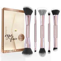 Conjunto de 5 pincéis de maquiagem BEASOFEE Duo End Synthetic, ouro rosa