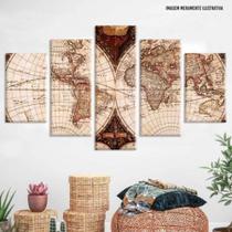 Conjunto de 5 placas Decorativas em Mapa Mundi Conjunto de 5 placas Decorativas em Mapa Mundi
