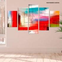 Conjunto de 5 placas Decorativas em MDF 6mm Abstrato Arte