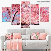Conjunto de 5 placas Decorativas em MDF 6mm Flor de Cerejeira