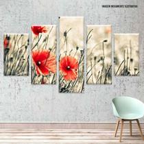 Conjunto de 5 placas Decorativas em MDF 6mm Flor Laranja