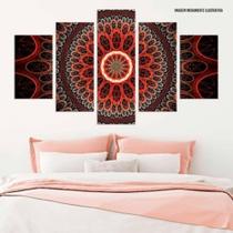 Conjunto de 5 placas Decorativas em MDF 6mm Mandala Red