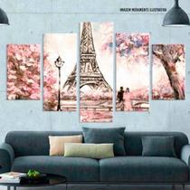Conjunto de 5 placas Decorativas em MDF 6mm Painting Paris Pink