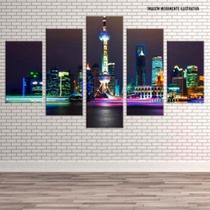 Conjunto de 5 placas Decorativas em MDF 6mm Shanghai Nights