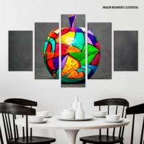 Conjunto de 5 placas Decorativas Maçã Abstrata Colorida Conjunto de 5 placas Decorativas Maçã Abstrata Colorida