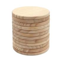 Conjunto De 5 Porta-Copos Redondos De Madeira Natural Com Diâmetro De 4 Polegadas Para Artesanato