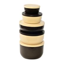 Conjunto de 5 potes herméticos alta durabilidade paredes grossas redondo com tampa Conjunto de 5 potes herméticos alta durabilidade paredes grossas redondo com tampa