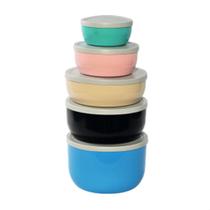 Conjunto de 5 potes herméticos alta durabilidade paredes grossas redondo com tampa Conjunto de 5 potes herméticos alta durabilidade paredes grossas redondo com tampa