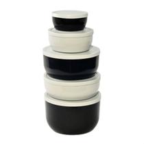 Conjunto de 5 potes herméticos alta durabilidade paredes grossas redondo com tampa