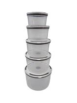 Conjunto de 5 Potes Herméticos de Plástico com Tampa
