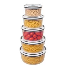 Conjunto De 5 Potes Herméticos De Plástico Inquebrável Redondo Com Tampa De Vedação Conjunto De 5 Potes Herméticos De Plástico Inquebrável Redondo Com Tampa De Vedação