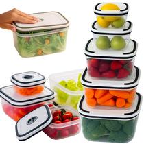 Conjunto De 5 Potes Herméticos De Plástico Retangular Com Tampa De Vedação Top Conjunto De 5 Potes Herméticos De Plástico Retangular Com Tampa De Vedação Top