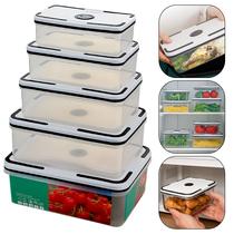 Conjunto De 5 Potes Herméticos De Plástico Retangular Com Tampa De Vedação Top Conjunto De 5 Potes Herméticos De Plástico Retangular Com Tampa De Vedação Top