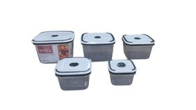 Conjunto De 5 Potes Herméticos Quadrados Com Tampa