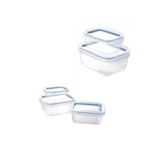 Conjunto De 5 Potes Hermeticos Retangulares Bpa Free - Azul Conjunto De 5 Potes Hermeticos Retangulares Bpa Free - Azul