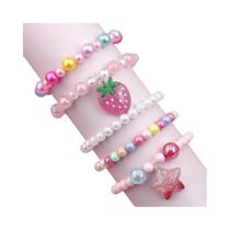 Conjunto De 5 Pulseiras De Contas Com Pingentes De Morango E Pentagrama Para Meninas, Cores Conjunto De 5 Pulseiras De Contas Com Pingentes De Morango E Pentagrama Para Meninas, Cores