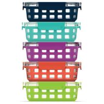 Conjunto de 5 Recipientes de Armazenamento de Alimentos Ello Duraglass 800mL