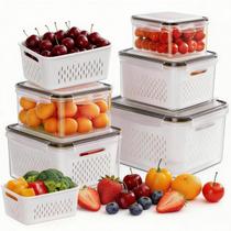 Conjunto de 5 Recipientes para Armazenamento de Frutas HOMETALL, Vedação Contra Vazamentos Conjunto de 5 Recipientes para Armazenamento de Frutas HOMETALL, Vedação Contra Vazamentos