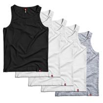 Conjunto de 5 Regatas Básicas Masculinas em Algodão