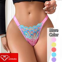 Conjunto De 5 Tangas Sexy De Cores Misturadas Para Mulheres, Respirável E Macia