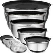 Conjunto de 5 Tigelas para Mistura em Aço Inoxidável Preto Fosco Belwares