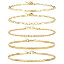 Conjunto de 5 Tornozeleiras Impermeáveis Douradas AOZEL Conjunto de 5 Tornozeleiras Impermeáveis Douradas AOZEL