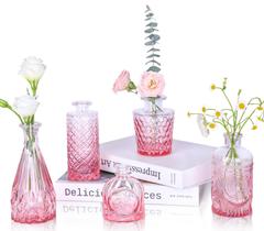 Conjunto de 5 vasos Glass Bud Pink UPBUD para decoração de casamento