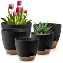 Conjunto de 5 vasos para plantas com autoirrigação em plástico QRRICA