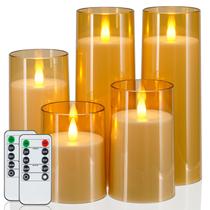 Conjunto de 5 velas LED sem chama Homemory com temporizador remoto