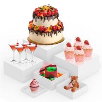 Conjunto de 6 acrílicos brancos Food Display Risers CHONOVO Buffet